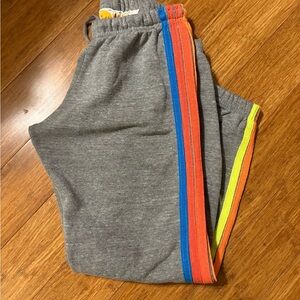 Women’s Aviator Nation Gray Sweatpants with Bright Side Stripes